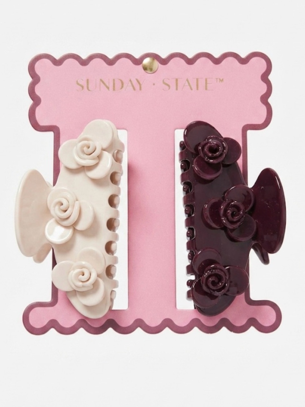 NWT ⚜️🌺⚜️ Sunday State Floral Hair Claw Clip Set of 2
